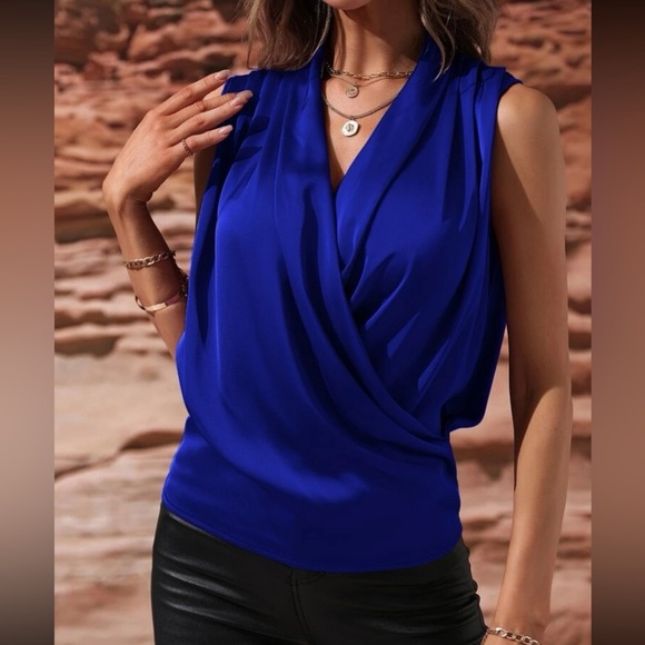 Luxe wrap satin blouse - Picture 4 of 4